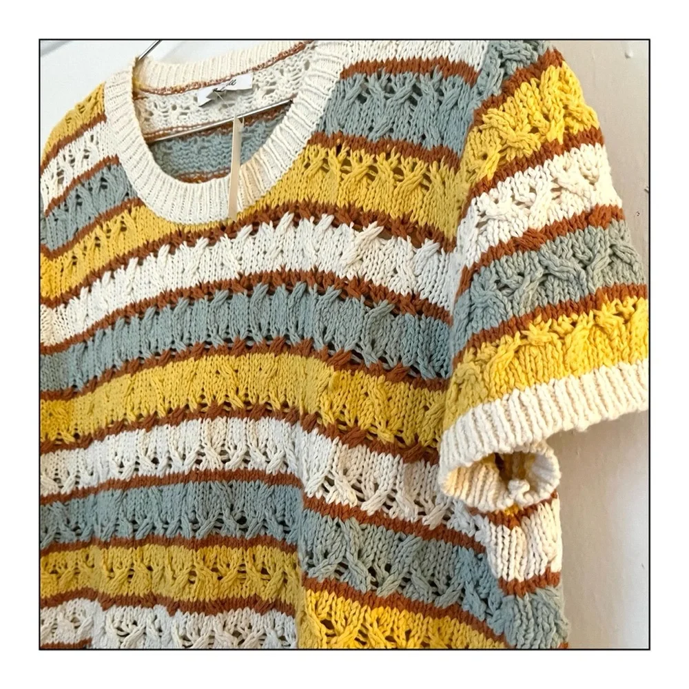 NWT Madewell Chunky Striped Short Sleeve Sweater Tee - Picture 4 of 10